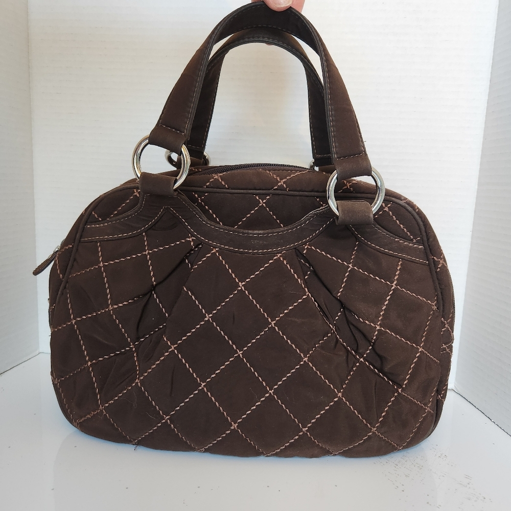 Vera Bradley Espresso Brown Quilted Bowler Bag